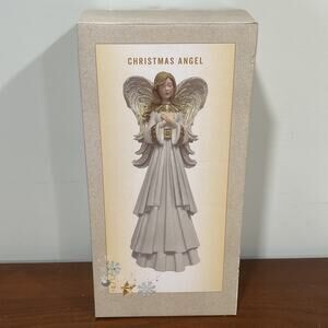 Rare Vintage Cracker Barrel Angel Figurine Resin 12” Glitter Wings Orig Box EUC